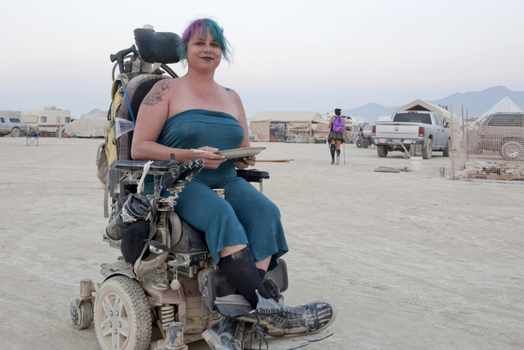 Burner in a wheelchair in Black Rock City
