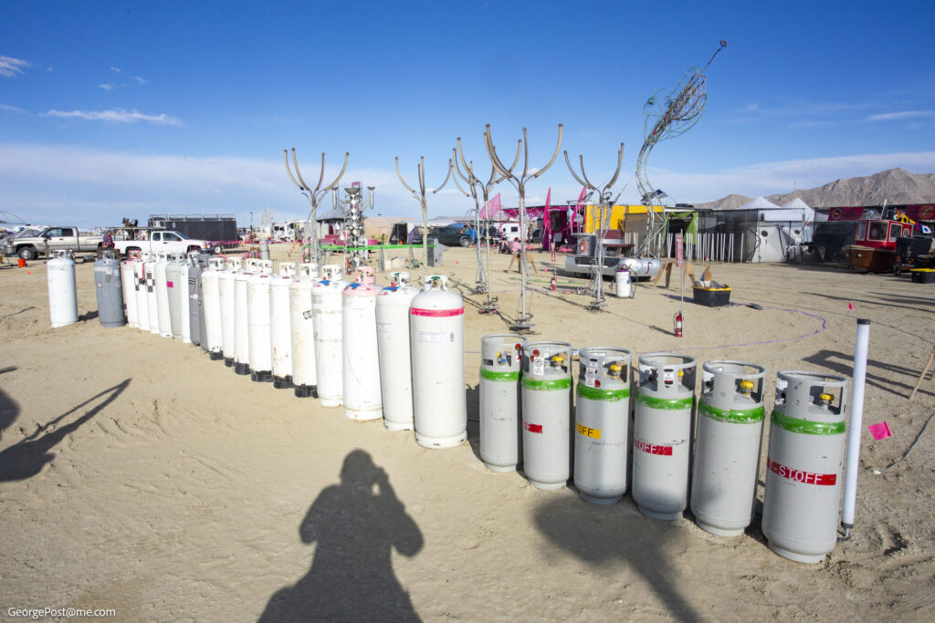 Propane Tanks in a line at Black Rock City