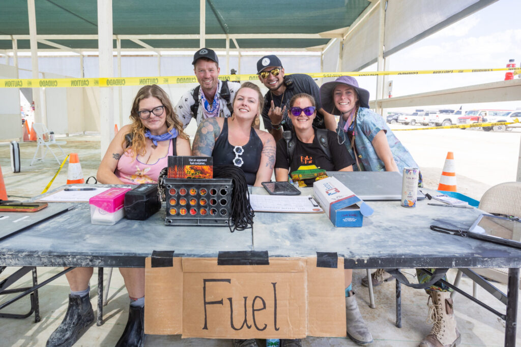 A group of volunteers at a table