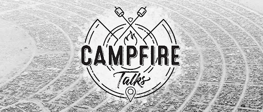 Campfire talks logo over an image of the Black Rock City