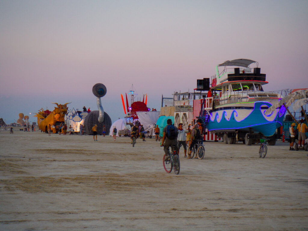 Line of Mutant vehicles at the DMV in Black Rock City