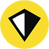 Hive logo, yellow circle with a black and white polygon in the middle