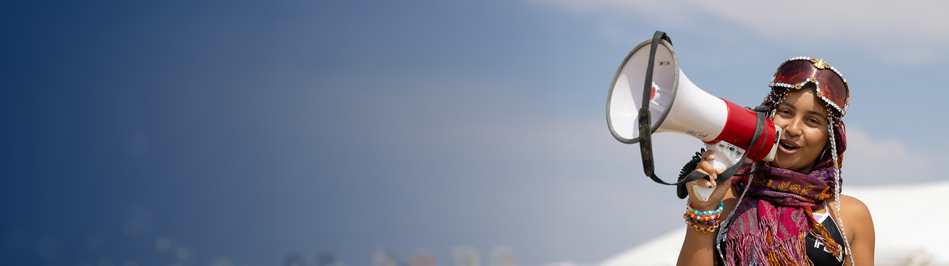 Woman with megaphone