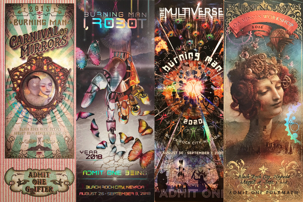 Historic burning man ticket art
