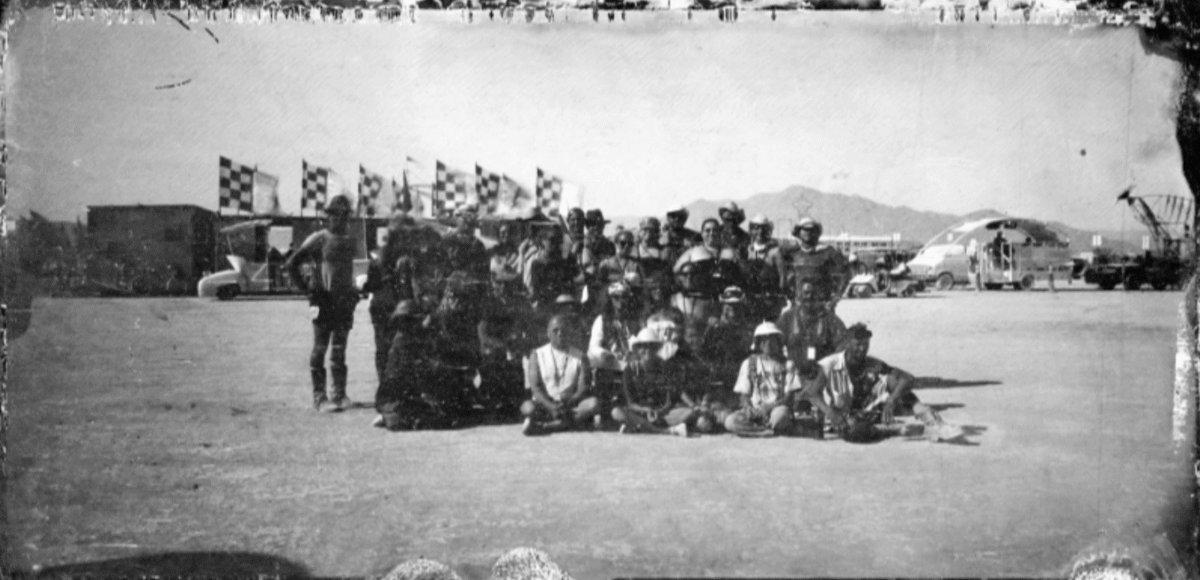 The DMV crew in the early days. A group of burners who volunteered with the Black Rock City DMV