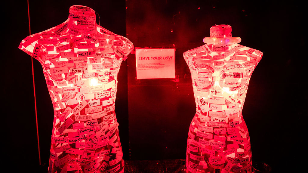 two red body mannequins