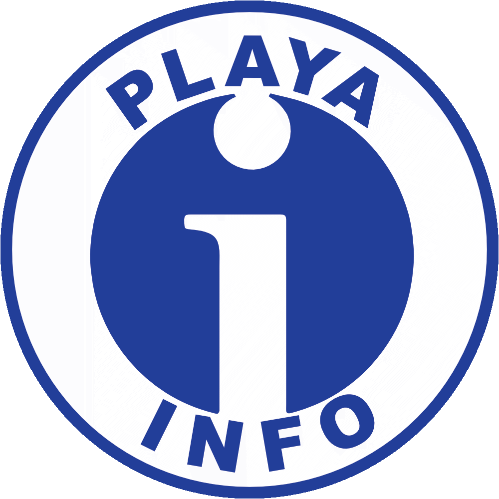 Playa Info logo in blue featuring a lower case "i" in white against a blue background