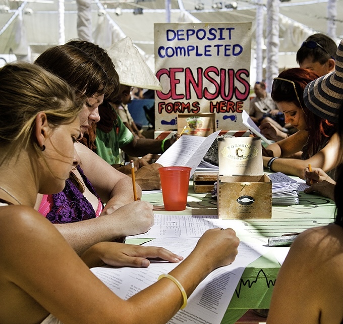 A group of people complete Census from in Black Rock City
